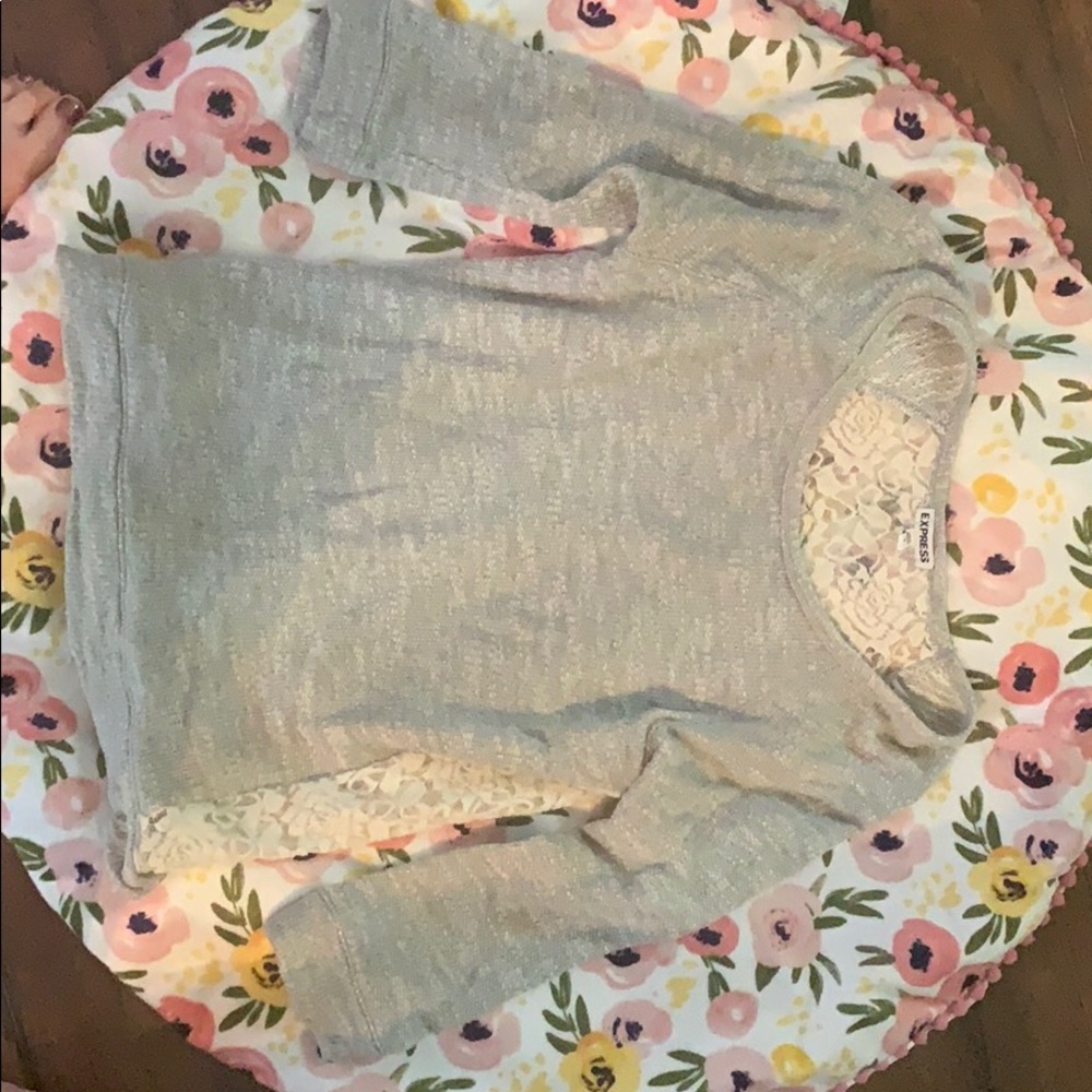 3/4 grey express sweater w/lace back
